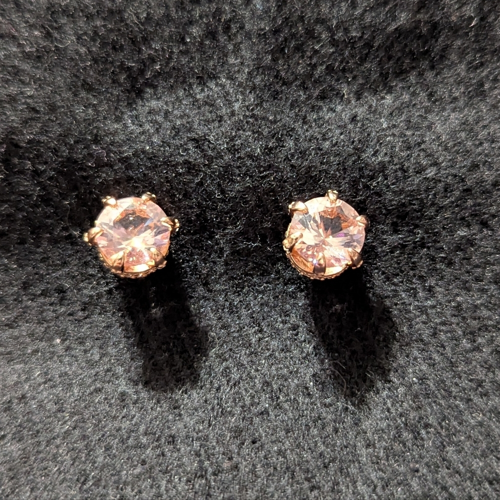 YGI Sterling Silver Rose Gold Tone and Pink CZ Stud Statement Earrings